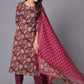 Maroon Finesse Handblock Cotton Kurta Set - Himdim Wear