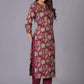 Maroon Finesse Handblock Cotton Kurta Set - Himdim Wear