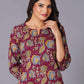 Maroon Finesse Handblock Cotton Kurta Set - Himdim Wear