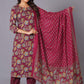 Maroon Finesse Handblock Cotton Kurta Set - Himdim Wear