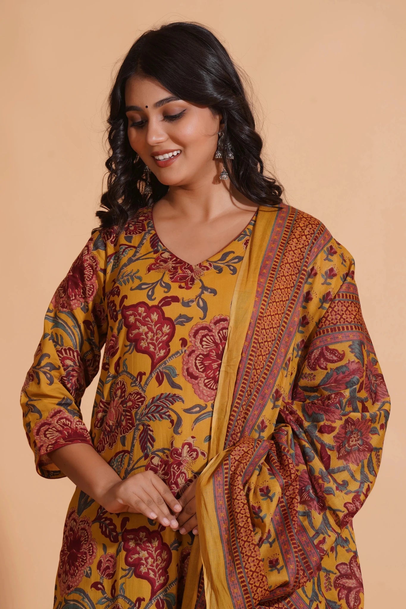 Mustard Maroon Heritage A-Line Suit Set - Himdim Wear