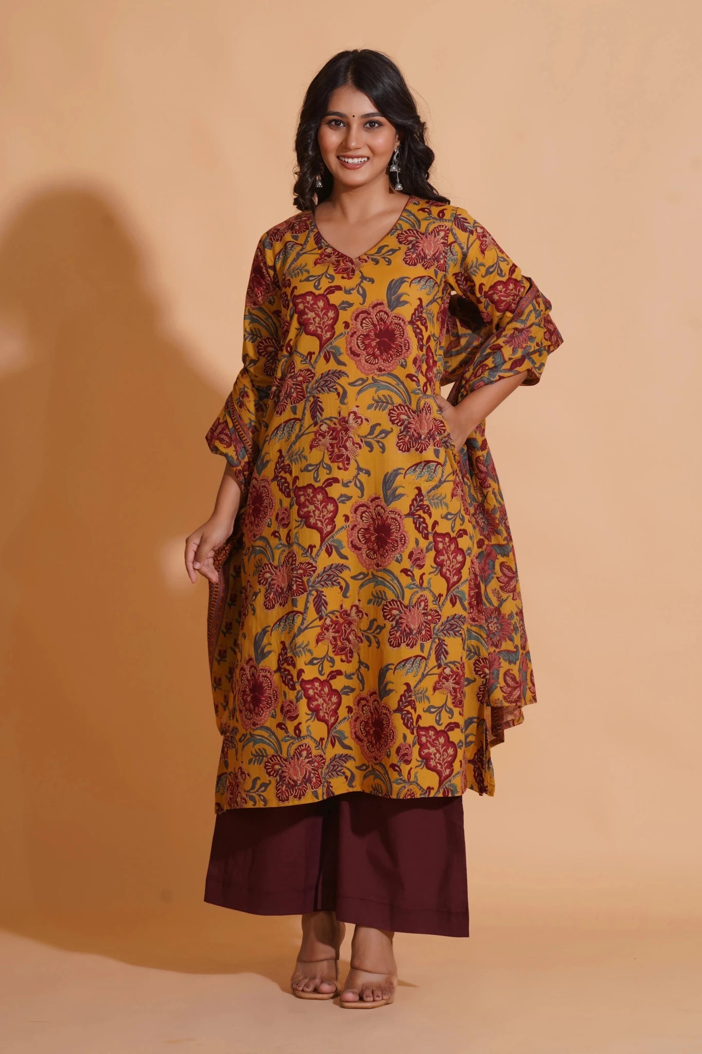 Mustard Maroon Heritage A-Line Suit Set - Himdim Wear
