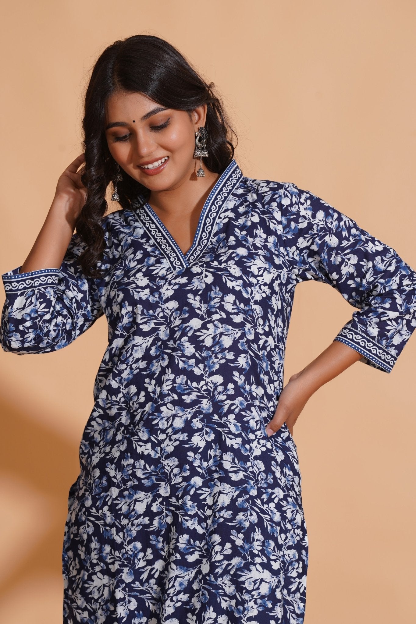 Navy Blossom Heritage Kurta Set - Himdim Wear