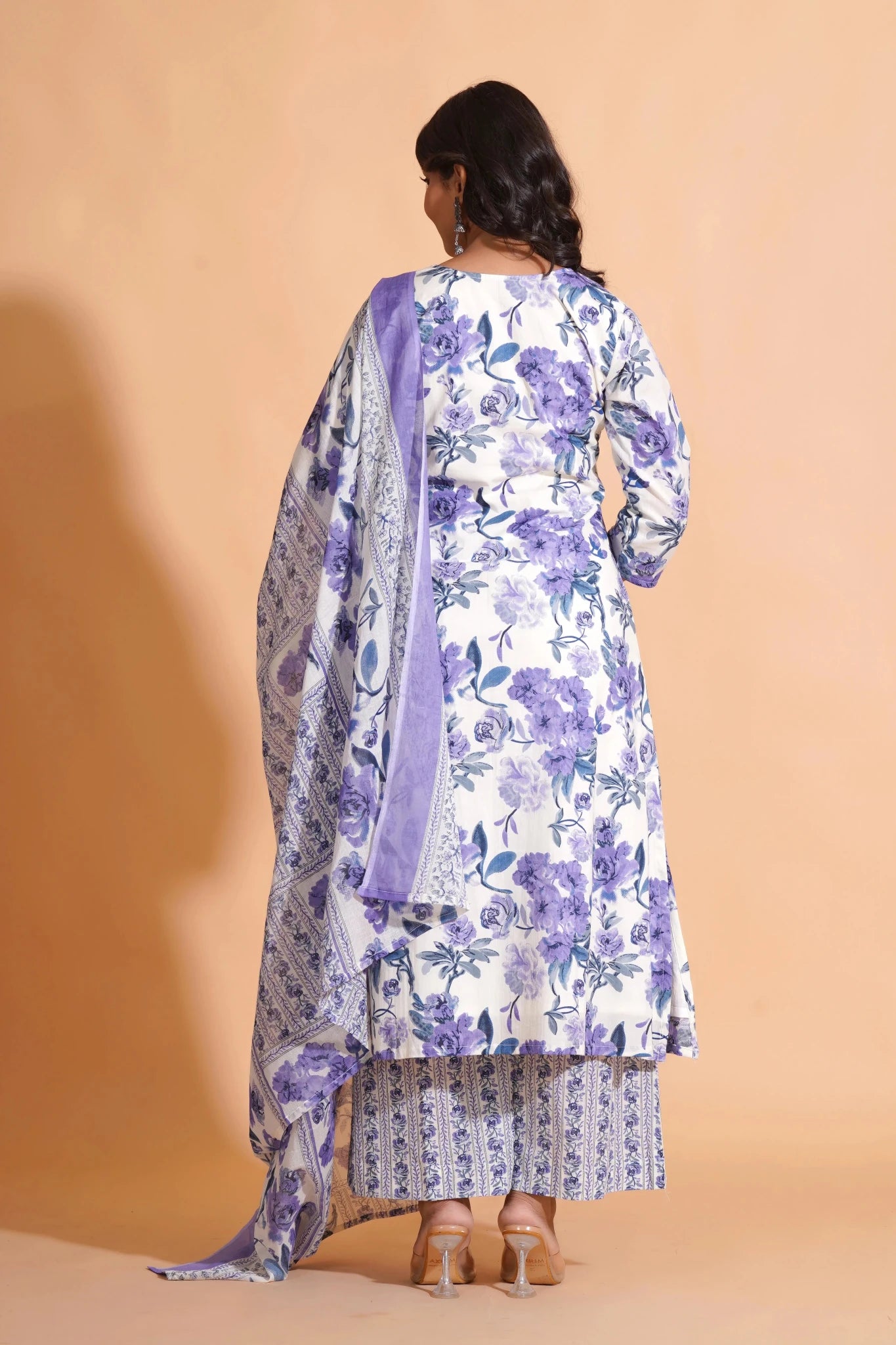 Opulent Lavender A-Line Floral Suit Set - Himdim Wear