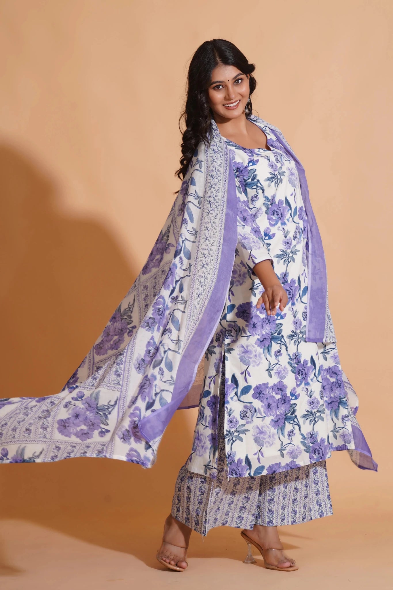 Opulent Lavender A-Line Floral Suit Set - Himdim Wear