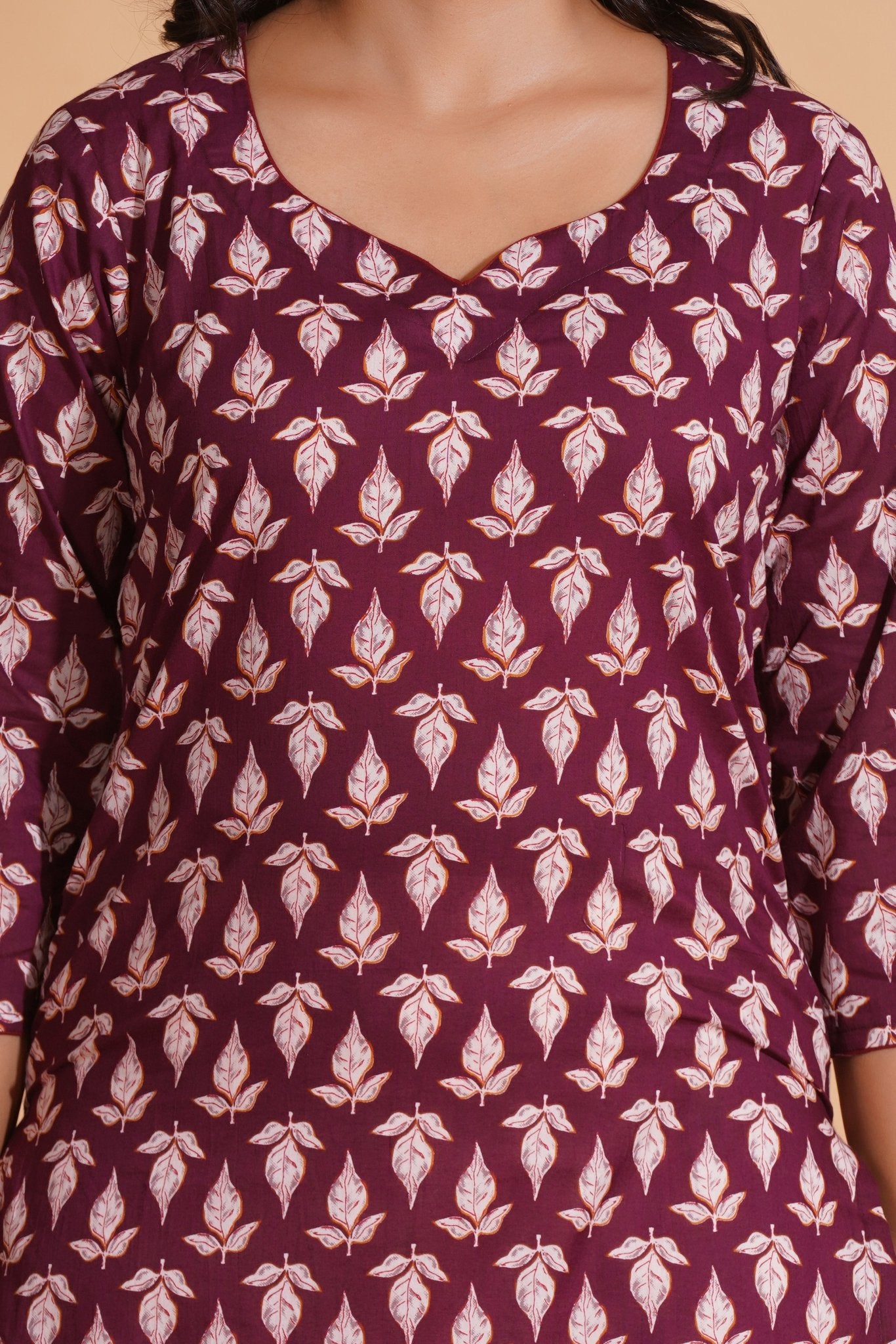Regal Wine Block-Print Kurta - Himdim Wear