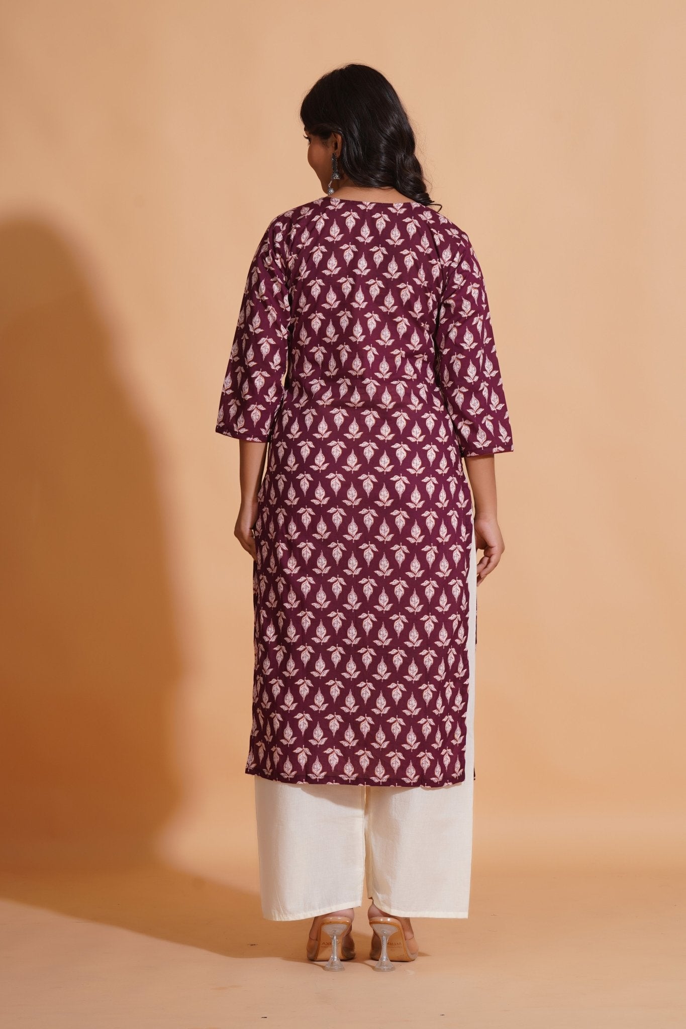 Regal Wine Block-Print Kurta - Himdim Wear