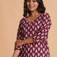 Regal Wine Block-Print Kurta - Himdim Wear