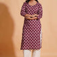 Regal Wine Block-Print Kurta - Himdim Wear