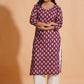 Regal Wine Block-Print Kurta - Himdim Wear