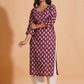 Regal Wine Block-Print Kurta - Himdim Wear