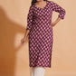 Regal Wine Block-Print Kurta - Himdim Wear