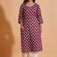 Regal Wine Block-Print Kurta - Himdim Wear