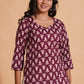 Regal Wine Block-Print Kurta - Himdim Wear