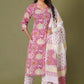 Rosy Radiance Handblock Cotton Suit Set - Himdim Wear
