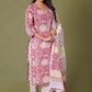 Rosy Radiance Handblock Cotton Suit Set - Himdim Wear