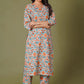 Tangerine Mosaic Handblock Cotton Suit Set - Himdim Wear