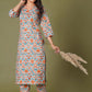 Tangerine Mosaic Handblock Cotton Suit Set - Himdim Wear