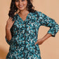 Teal Blossom Print Kurta Set - Himdim Wear