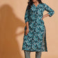 Teal Blossom Print Kurta Set - Himdim Wear