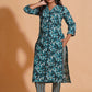 Teal Blossom Print Kurta Set - Himdim Wear