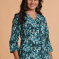Teal Blossom Print Kurta Set - Himdim Wear