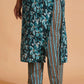 Teal Blossom Print Kurta Set - Himdim Wear