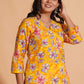 Vibrant Yellow Floral Cotton Kurta Set with Palazzo - Himdim Wear