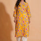 Vibrant Yellow Floral Cotton Kurta Set with Palazzo - Himdim Wear