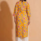 Vibrant Yellow Floral Cotton Kurta Set with Palazzo - Himdim Wear