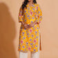 Vibrant Yellow Floral Cotton Kurta Set with Palazzo - Himdim Wear