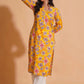 Vibrant Yellow Floral Cotton Kurta Set with Palazzo - Himdim Wear