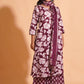 Women's Majestic Maroon A-Line Floral Suit Set - Himdim Wear