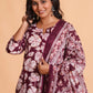 Women's Majestic Maroon A-Line Floral Suit Set - Himdim Wear