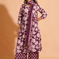 Women's Majestic Maroon A-Line Floral Suit Set - Himdim Wear