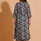 Women's Monochrome Leaf Print A-Line Kurta Set - Himdim Wear