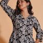 Women's Monochrome Leaf Print A-Line Kurta Set - Himdim Wear