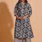 Women's Monochrome Leaf Print A-Line Kurta Set - Himdim Wear